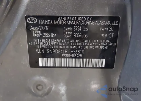 2018 Hyundai Elantra Sel из США, поврежденный, VIN 5NPD84LF1JH268111